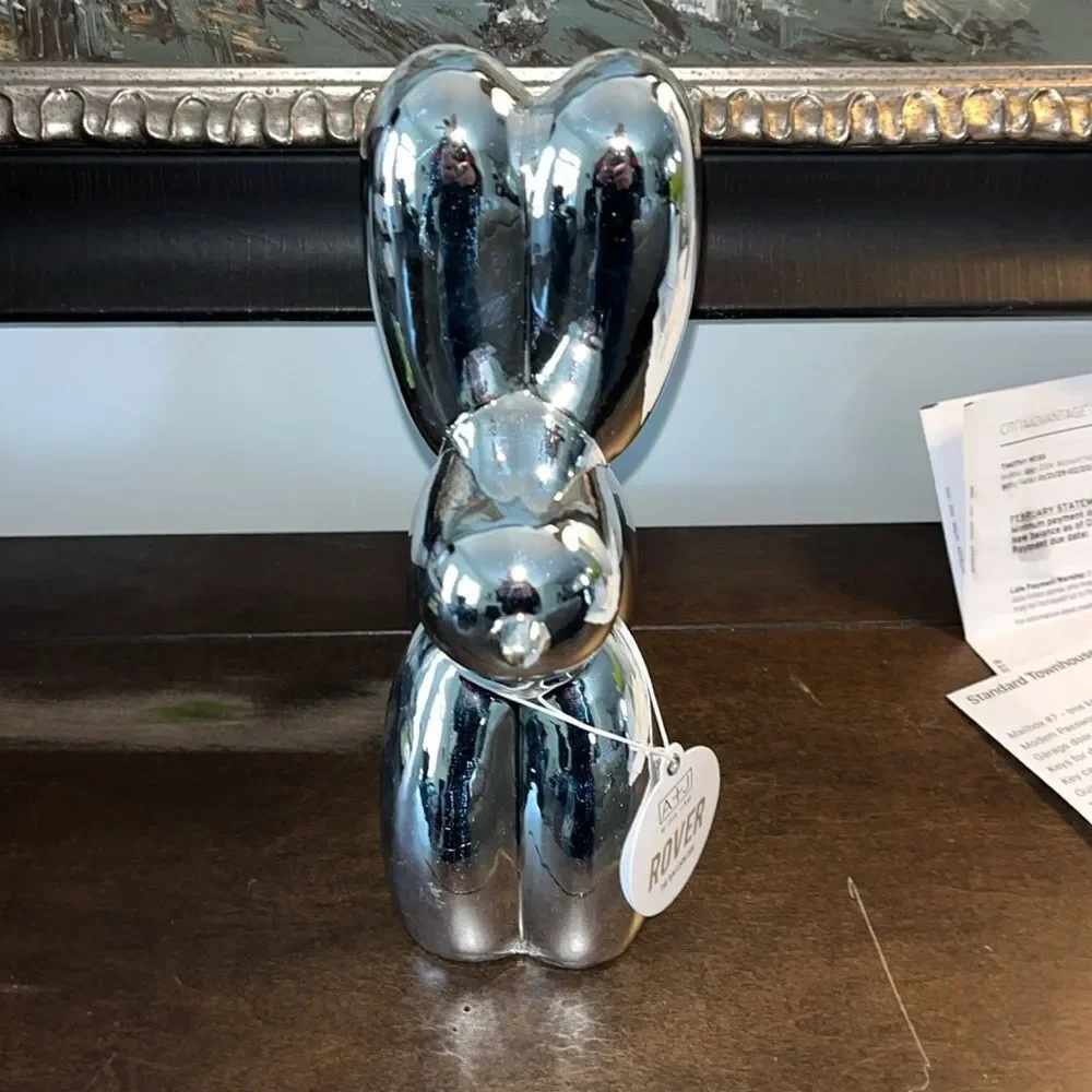 Chrome 10” Tall Shiny Color Rover The Balloon Dog Statuette Decor piece - flaw - Picture 2 of 5